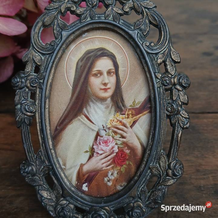 Stara mosiężna ramka na zdjęcie Św Teresa Warszawa