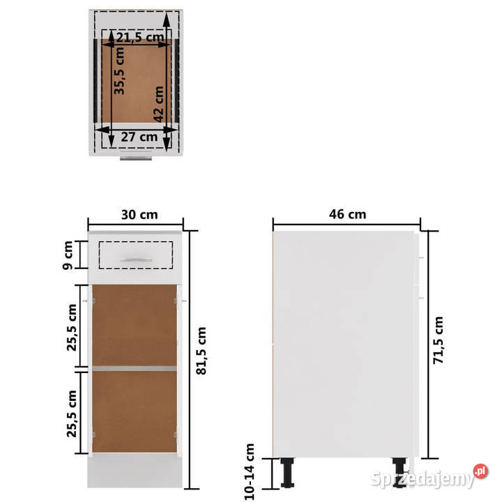 Szafka z szufladą biała 30x46x815 materiał mazowieckie Warszawa