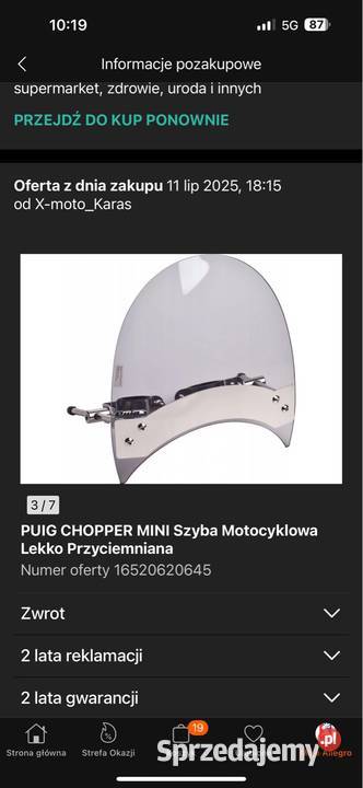 Szyba motocyklowa mini chopper cruiser harley mazowieckie Płock