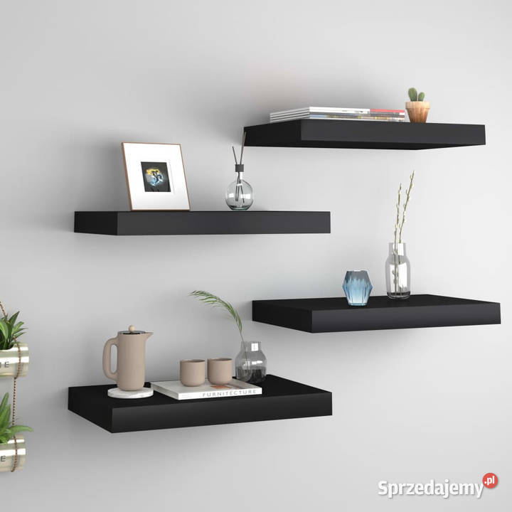 Półki ścienne 4 czarne 40x23x38 MDF WM323828 Warszawa