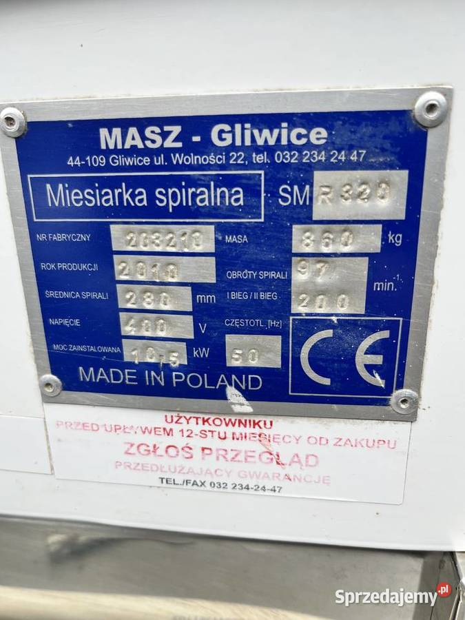 Mieszałka miesiarka spiralna SMR320 z dwoma Gastronomia Sieradz
