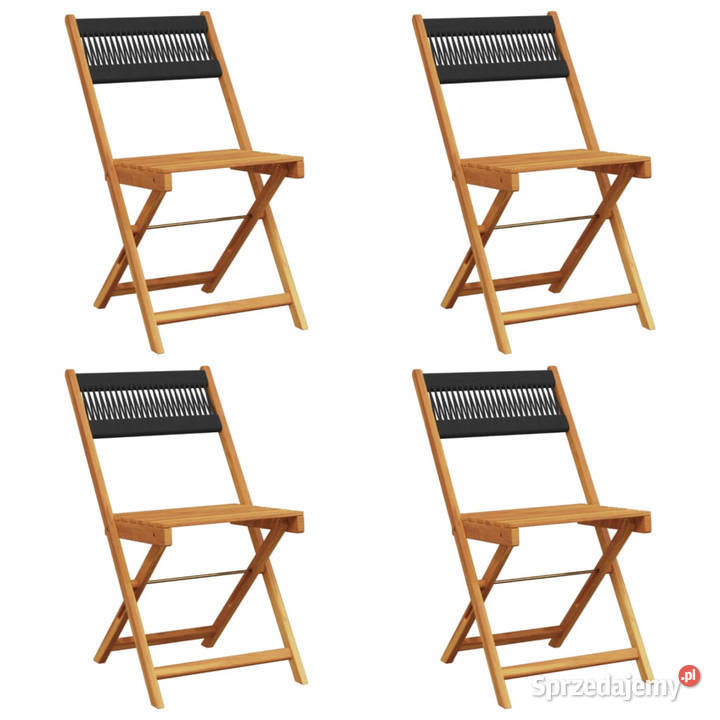 Składane krzesła ogrodowe 4 czarne lite drewno Dom i Ogród