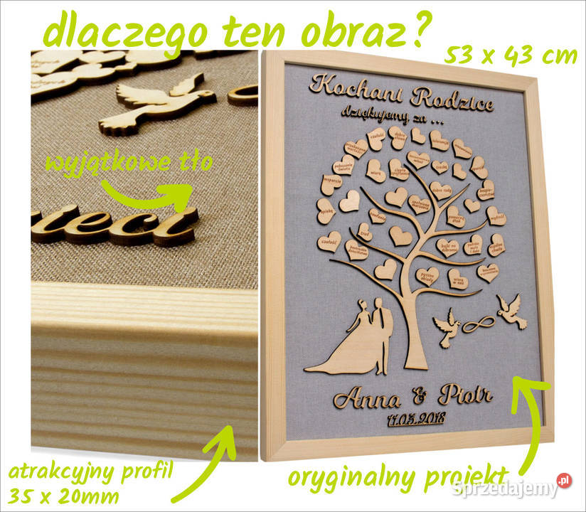 Obraz drzewko Prezent na 25 30 40 50 rocznicę Wyposażenie wnętrz Warszawa