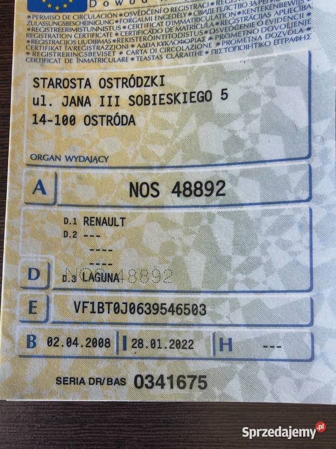 Renault Laguna 3 2008 r fabrycznie bez DPF 2000cm3 Ostróda