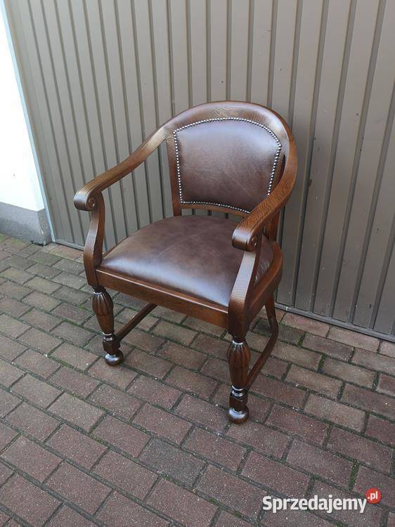 Stary Fotel Krzesło Dębowy Gabinetowy Antyk wielkopolskie