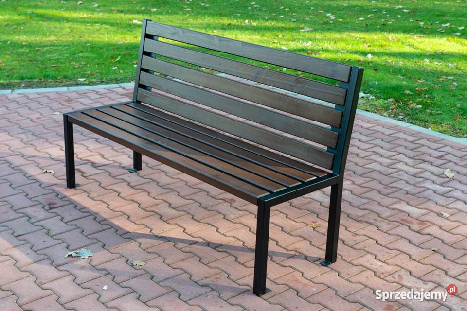 Ławka ława z oparciem parkowa miejska stalowa Warszawa