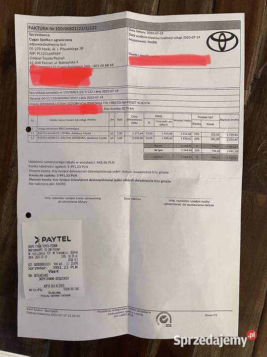 Listwa podzderzakowa tylna dyfuzor Toyota RAV4 wielkopolskie