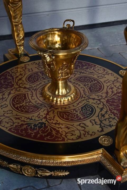 Pałacowy Duży Stół Boulle Drewno Brąz Nimfy Kraków