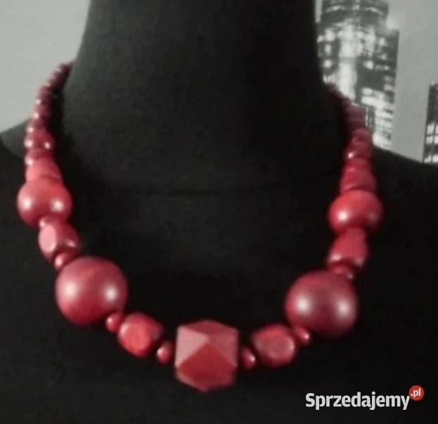 Naszyjnik korale bordowe burgundowe małopolskie Chrzanów