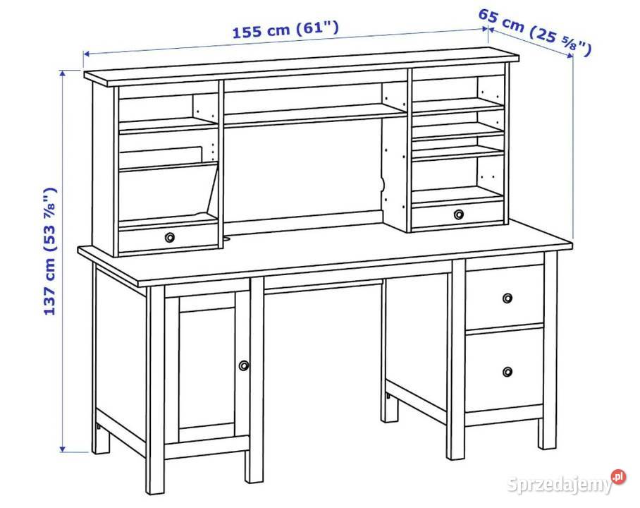 Drewniane biurko z nadstawką IKEA HEMNES 155x65 Biurka Warszawa