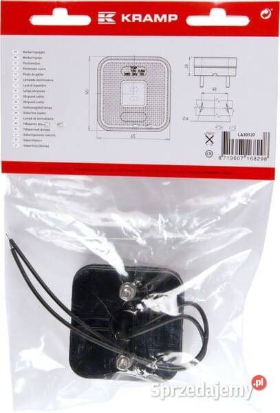 Lampa obrysowa LED kwadratowa 1224V z przewodem Kamionna