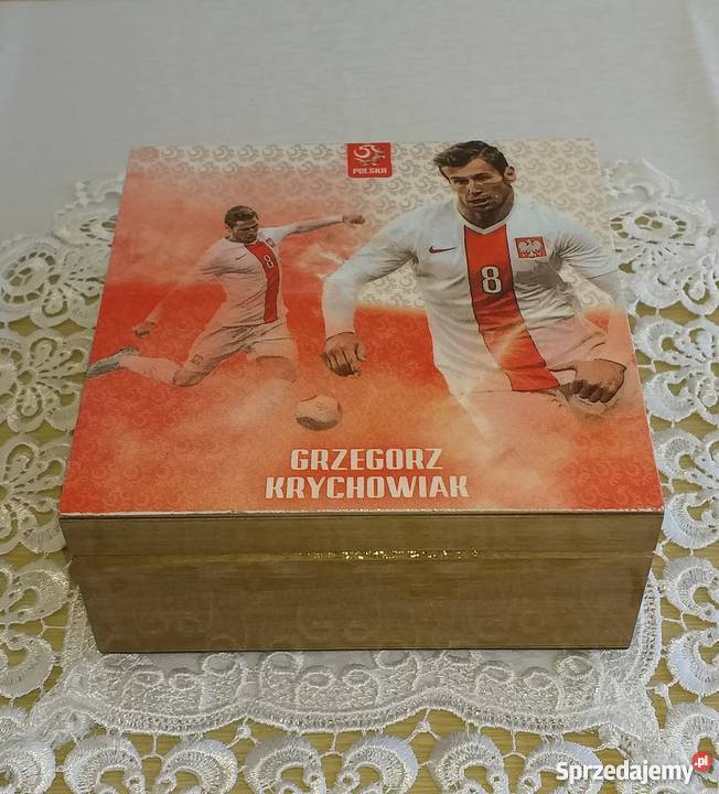 Pudełko na drobiazgi kibica decoupage rękodzieło śląskie