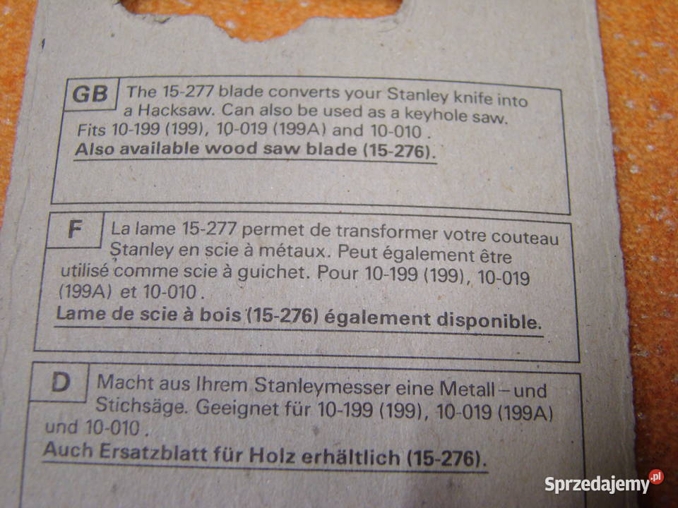 Ostrze wymienne piła STANLEY do metalu Ref