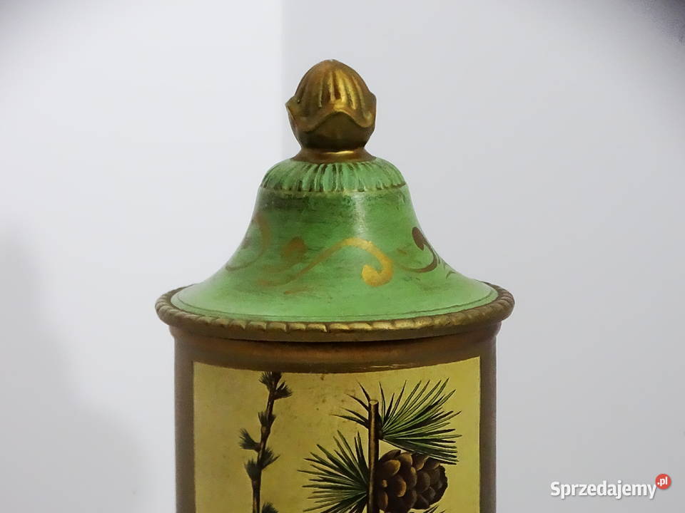 Zabytkowy pojemnik aptekarski z ilustracją lubelskie