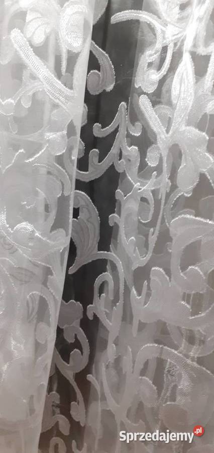 Firany panel z żabotem srebrny ornament mazowieckie Mława