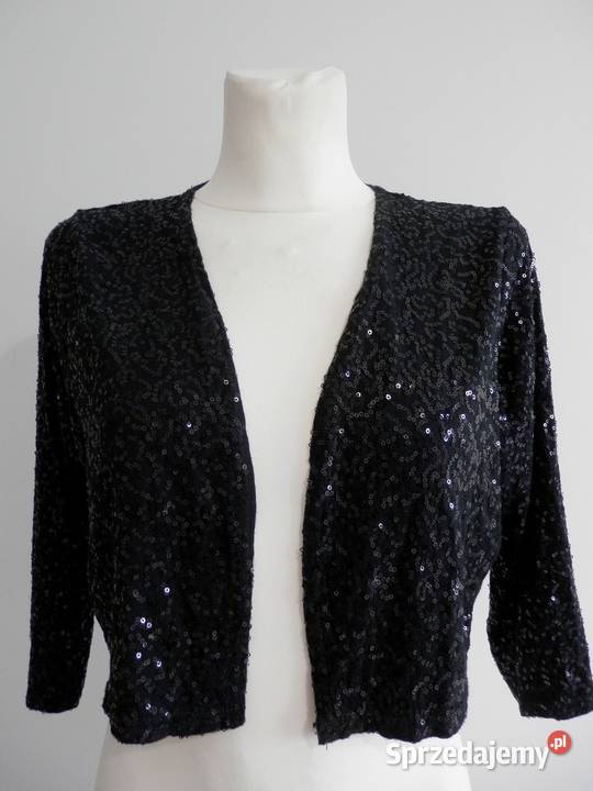 Marynarka Bolerko Narzutka Cekinowa Czarna Marynarki i żakiety Łomża