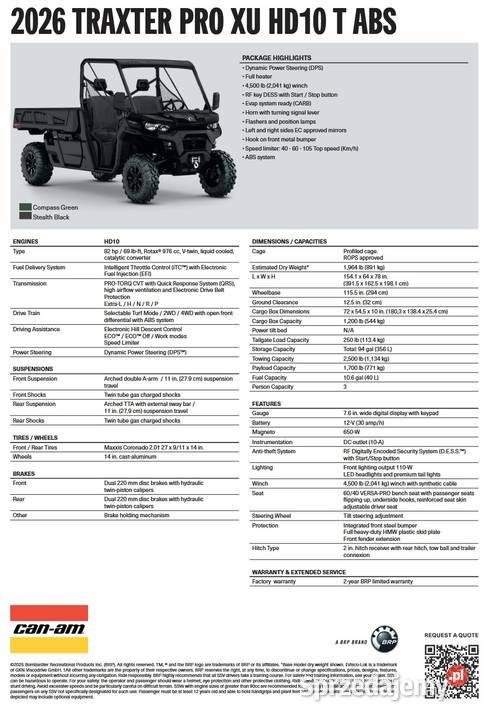 CanAm Traxter Pro XU T ABS HD10 Compass Green