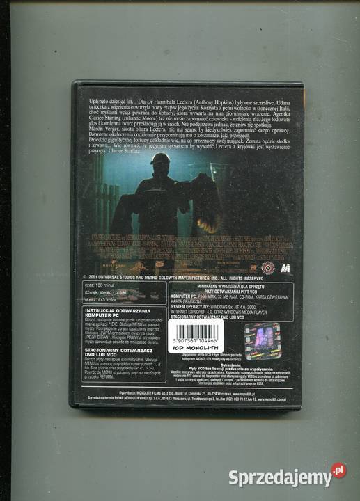 Hannibal Anthony Hopkins Julianne Moore Film DVD zachodniopomorskie Szczecin