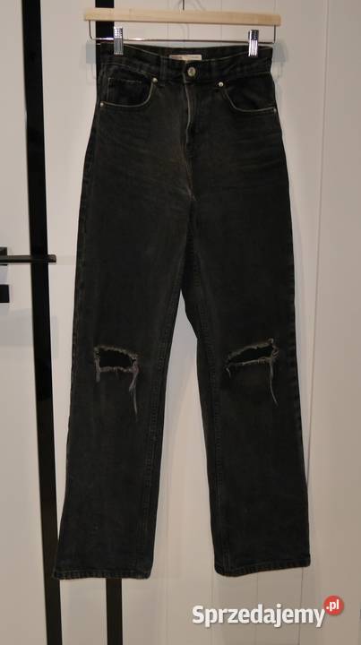 Bershka świetne spodnie dziury 32 XXS czarny Moda i Styl Wrocław