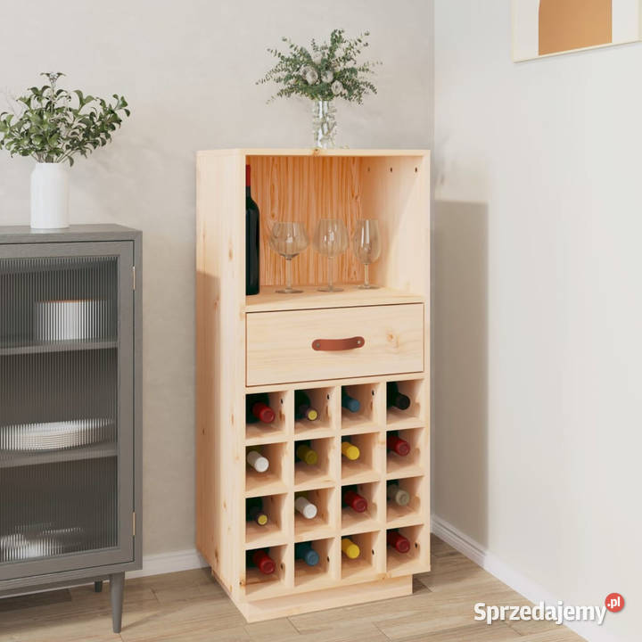 Szafka na wino czarny 45x34x100 lite drewno
