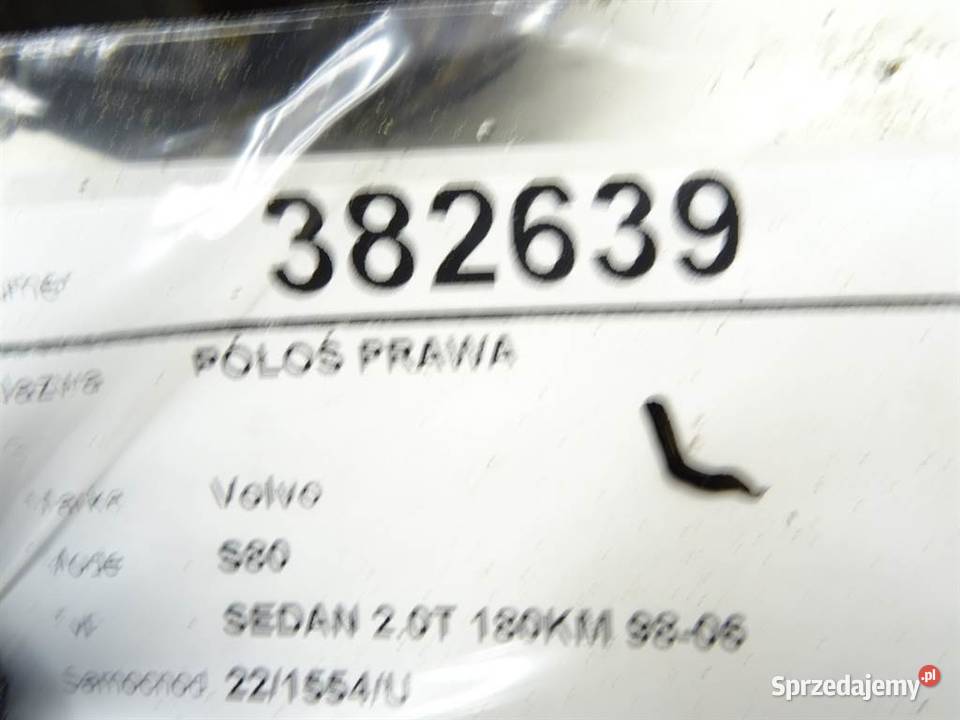 PÓŁOŚ PRAWA VOLVO S80 I 20 180 9808 PRZEGUB