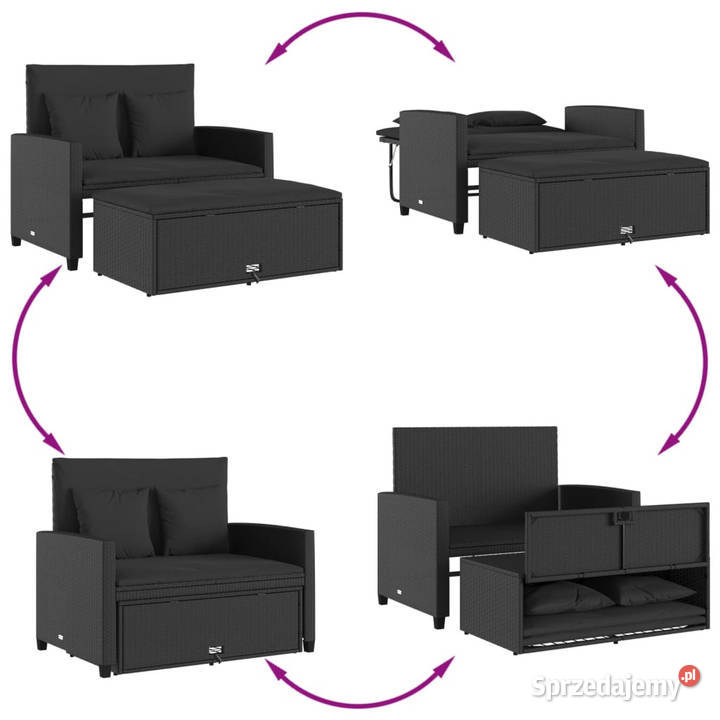 Sofa ogrodowa z poduszkami 2osobowa czarna mazowieckie Warszawa