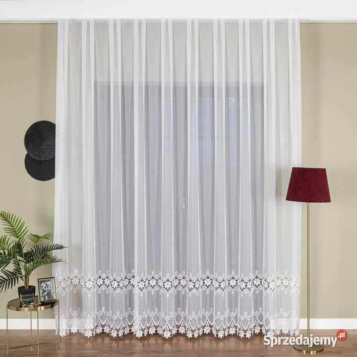 Firana zakładana z szarfami szycie firan firany biały Wrocław
