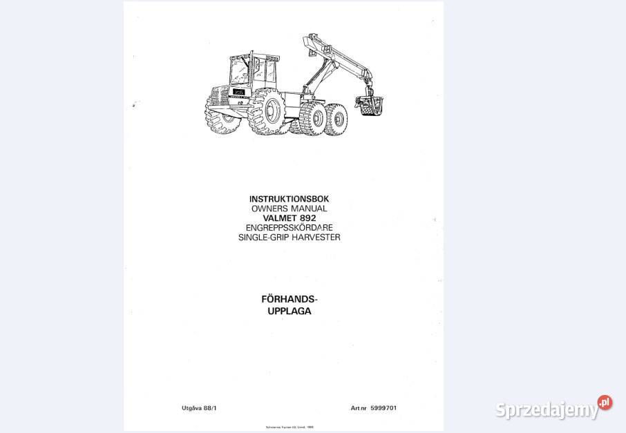Valmet 901 911 892 955 harwester instrukcja świętokrzyskie Kielce