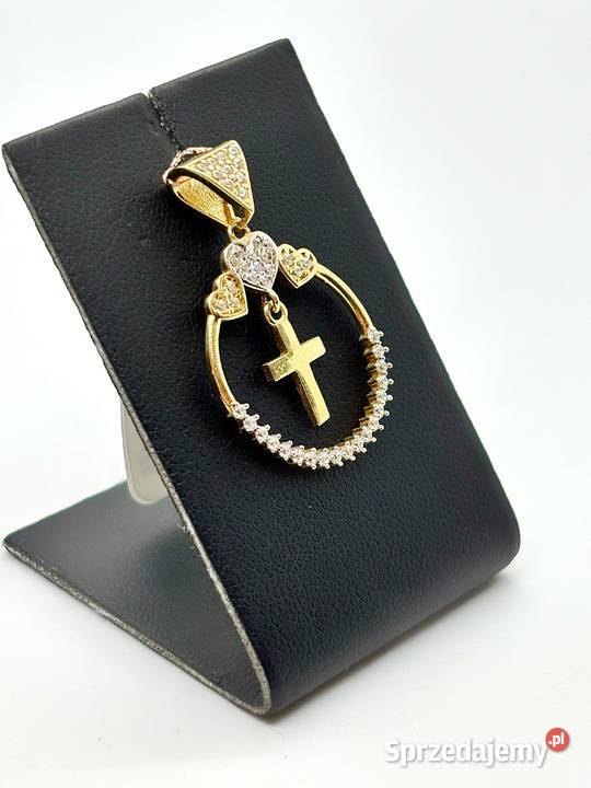 Nowa złota zawieszka pr 585 186g SerceKrzyżyk złoto
