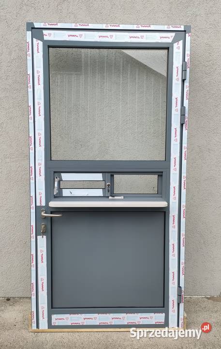 Drzwi aluminiowe z oknem podawczym pod wymiar do Dom i Ogród