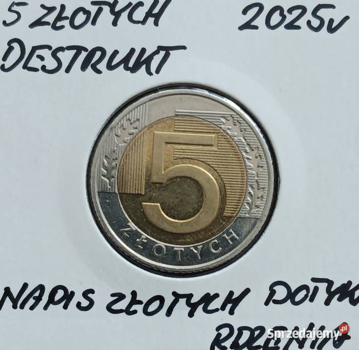 5 Złotych 2025 r błąd mennicy mennicze Antyki, Sztuka, Kolekcje Konin