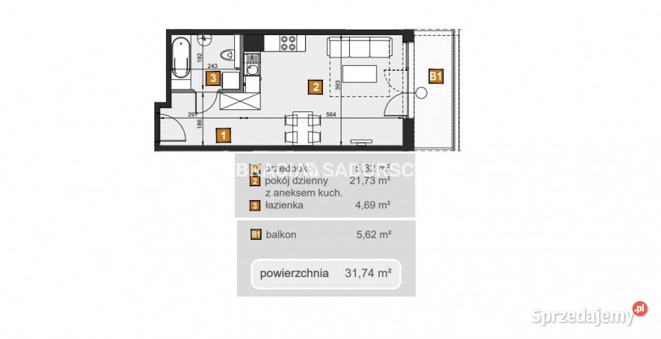 Mieszkanie 3174 metry 1 pokój Kraków małopolskie