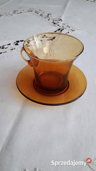 Komplet ze szkła miodowego Huta Szkła Laura Porcelana i szkło dolnośląskie Lubin