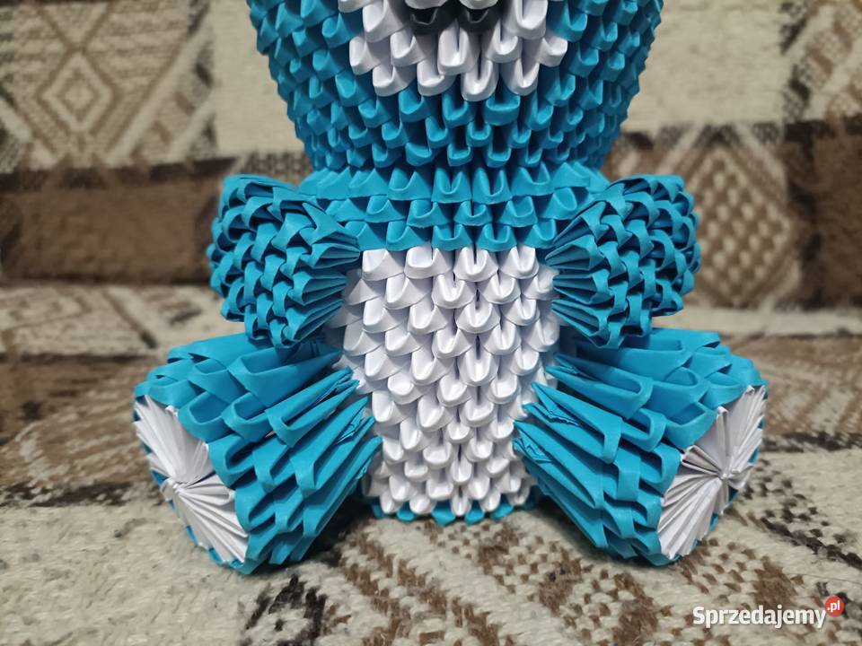 Duży Miś Niebieski Origami Modułowe 3D pomorskie Kwidzyn