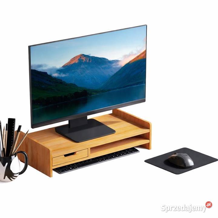 Podstawka pod monitor nowa bambusowa Monitory i projektory małopolskie Piwniczna-Zdrój