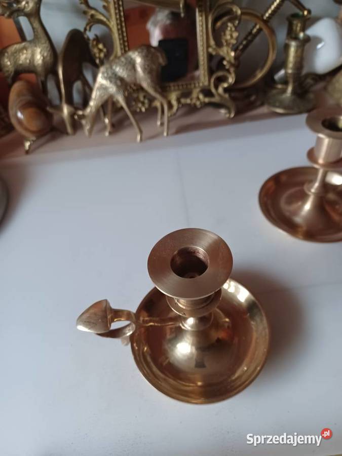 Piękny masywny mosiężny kaganek Poznań