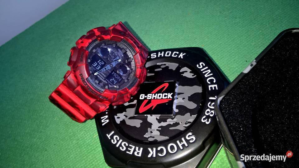 Casio GShock GA100 4A czerwony moro Męskie