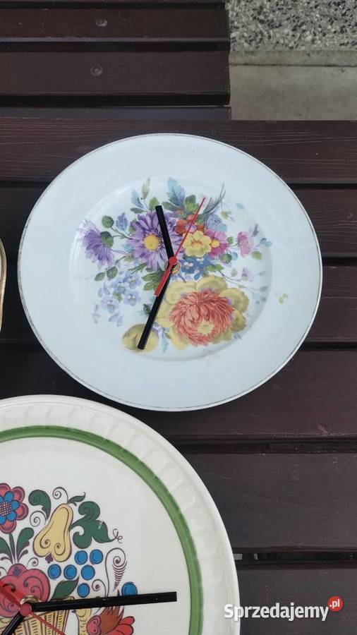 Talerze Zegary Porcelana kwiaty cudne