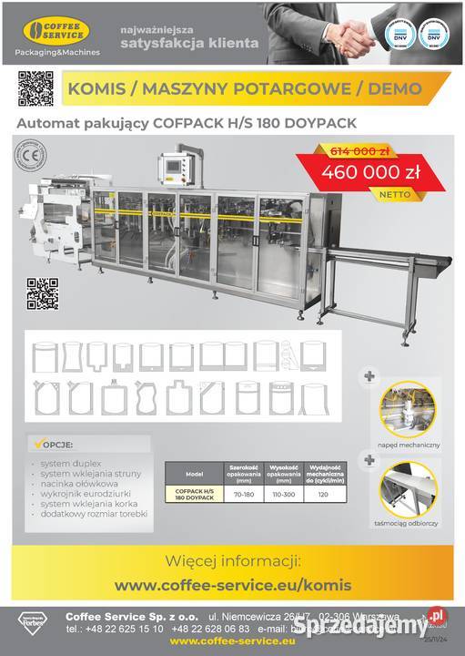 AUTOMAT PAKUJĄCY COFPACK HS 180 Wypędy