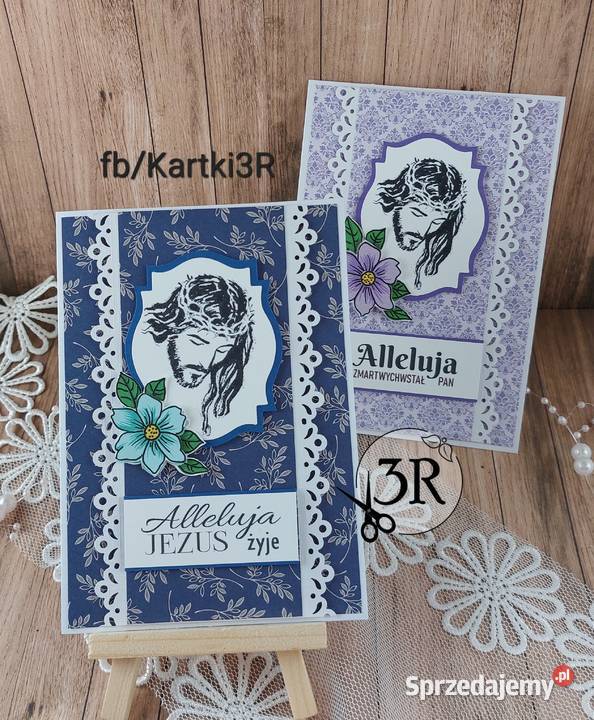 Kartka ręcznie robiona wielkanocna religijna Zbójno sprzedam