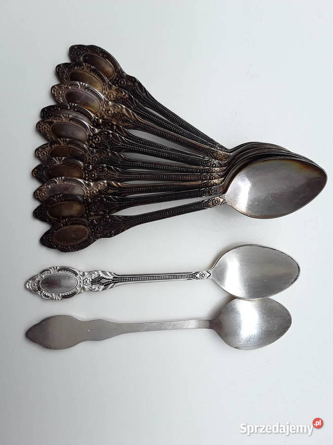 12 łyżeczek platerowanych 14 z końcówki czasów