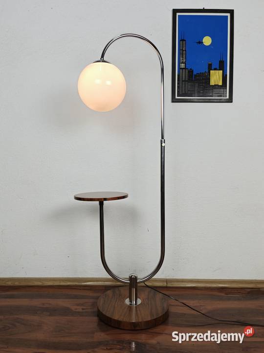 Lampa stojąca Art Deco Bauhaus Chrom orzech mazowieckie Warszawa