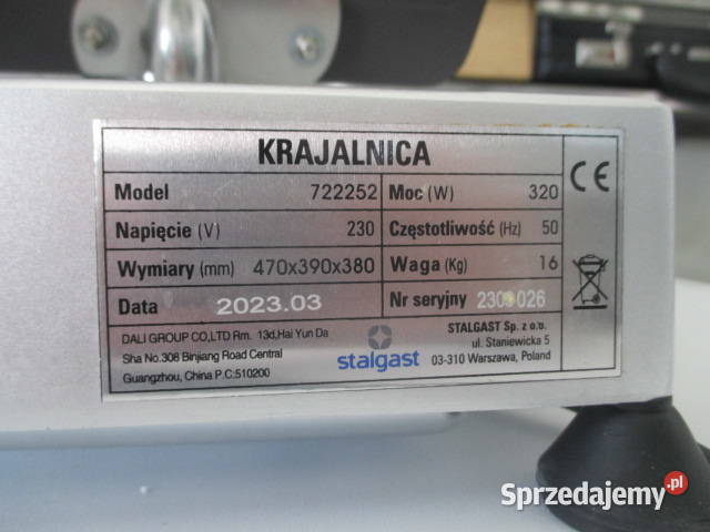 PROFESJONALNA Krajalnica STALGAST mod 72225 Gastronomia Ostrów Wielkopolski