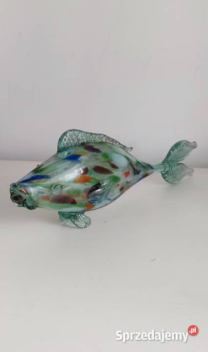 Ryba szklana PRL wielokolorowy Siedlce