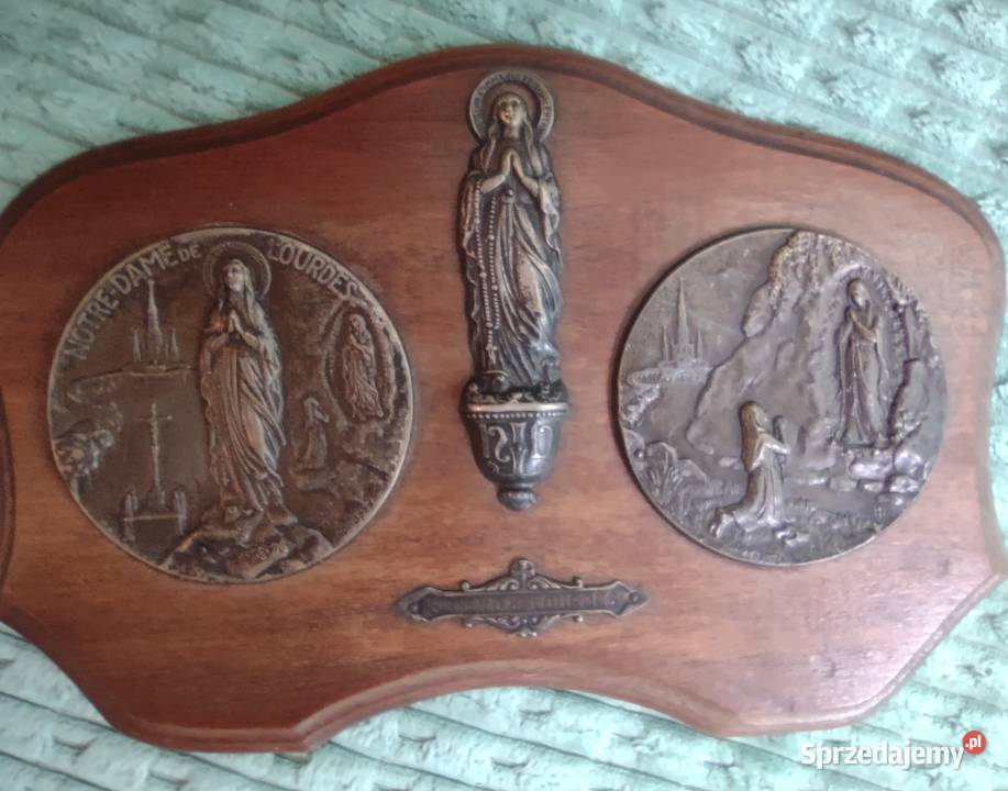 Pamiątka z Lourdes mosiądz Gniezno