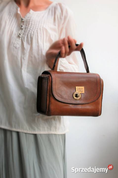 Kuferek skórzany torba vintage do ręki skóra Kuferek