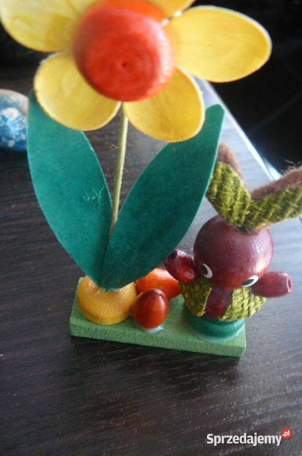 ozdoba Wielkanocna królik zajac kwiatek drewno dolnośląskie Wrocław