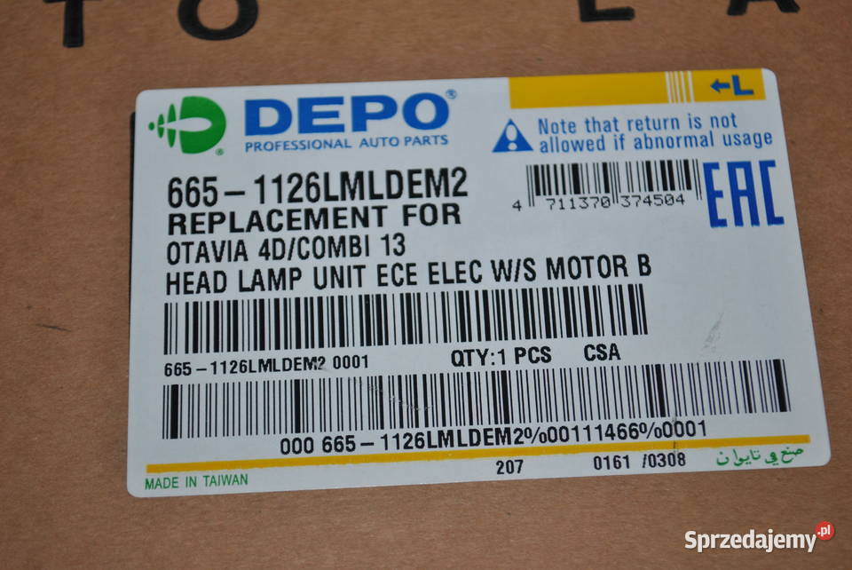 Lampa lewy przód SKODA OCTAVIA 3 reflektor lampy przednie Poręba