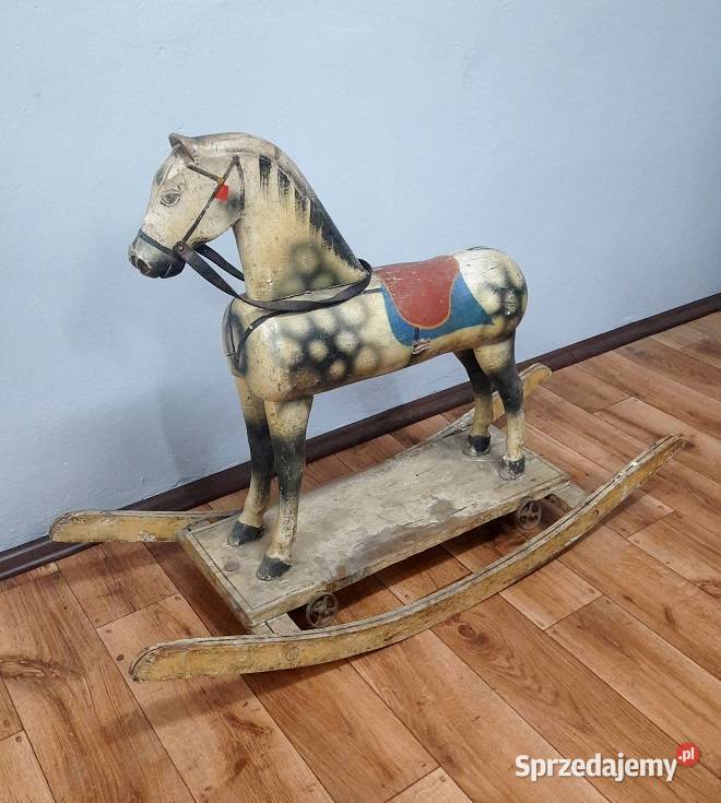 Stary Drewniany Koń na Biegunach AntykiMarki Marki