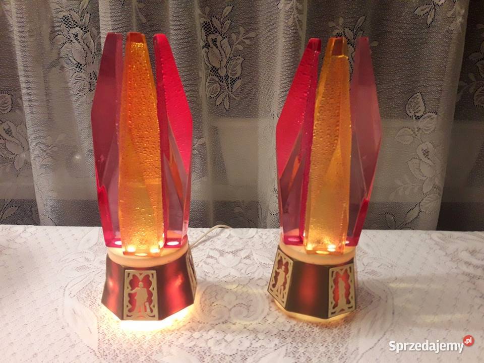 Lampki nocne kryształy stołowe lampy ozdobne PRL Piotrków Trybunalski